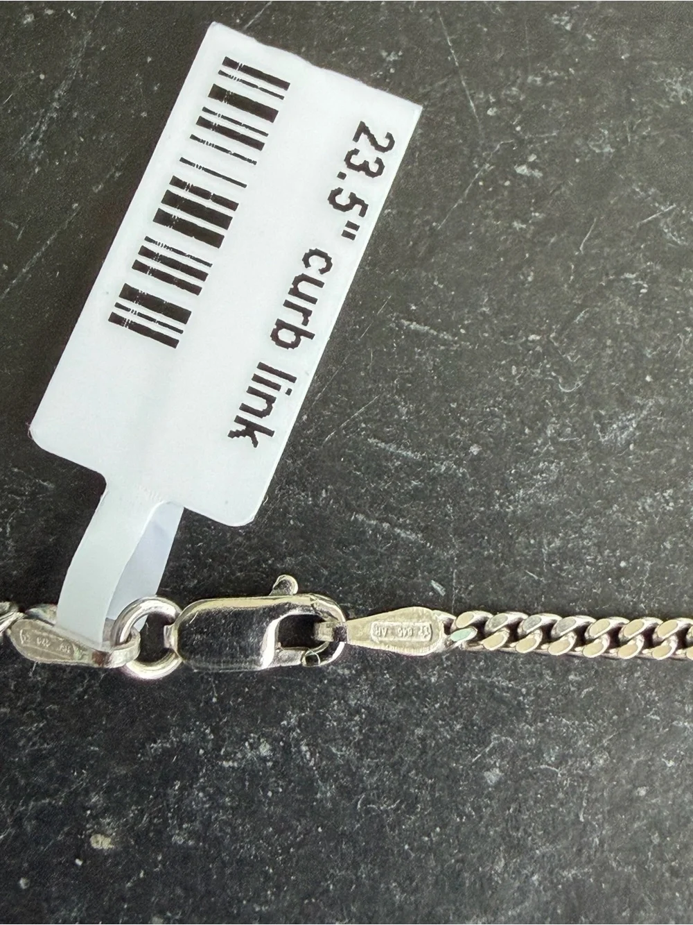 Men's 18kt. White Gold Curb Chain Necklace 23.5” long Made in Italy
